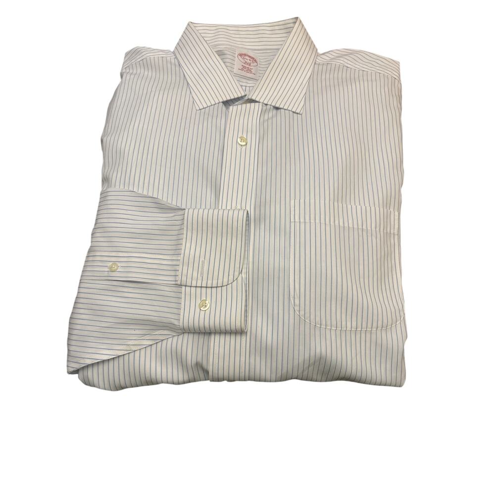 Brooks Brothers Men’s 346 Dress shirt. White with blue stripes size 171/2 $89